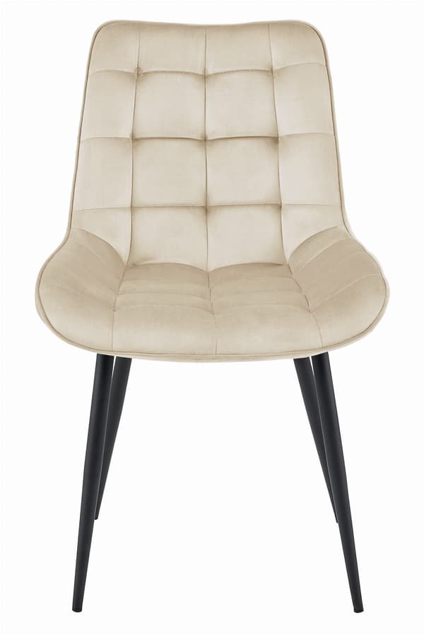 VALORA BERA Stol - Beige sammet med svarta ben x 3