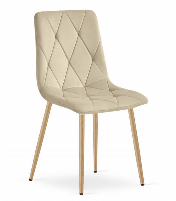 Valora TYRA Stol Ljusbeige Sammet Träfärgade Ben x4