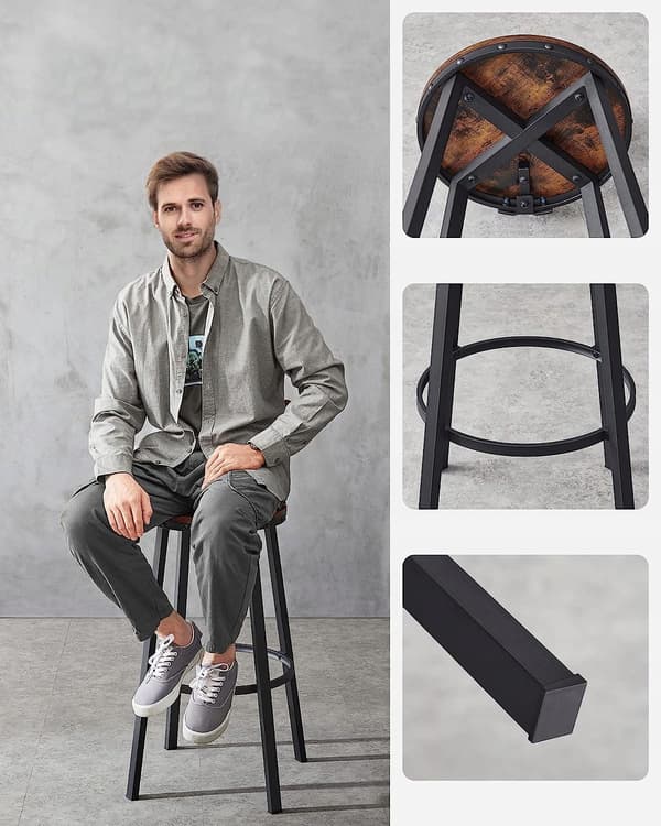 Valora BARSTOLAR 2 ST Rustik brun loftstil för kök x2