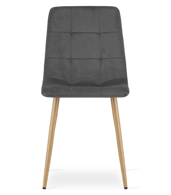 VALORA PYRA Stol Modern mörkgrå sammet / träfärgade ben x 2