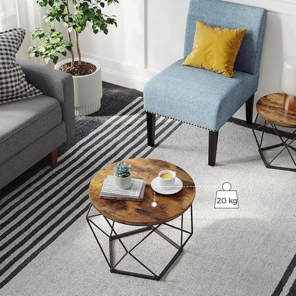Valora Rustika Bruna Soffbord Set om 2 med Stålram | Loft-stil