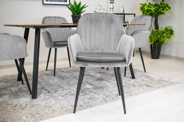Valora LUGO Stol Silvergrå Sammet Modern Design för Vardagsrum