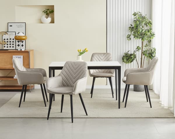 VALORA WAAV Stol - Elegant mörkbeige sammet för vardagsrum, kök x2