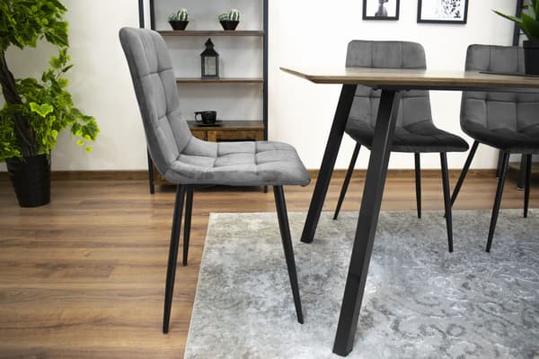 Valora PYRA Stol Mörkgrå Sammet Modern Design x3