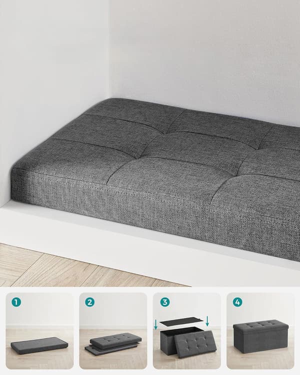 Valora mörkgrå förvaringspuffbänk med fällbar sits