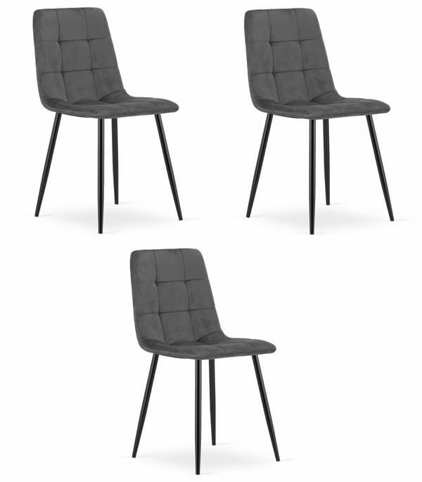 Valora PYRA Stol Mörkgrå Sammet Modern Design x3