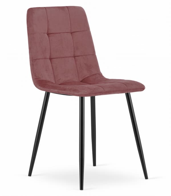 Valora PYRA Stol Rosa Sammet Svarta Ben Modern Design x4