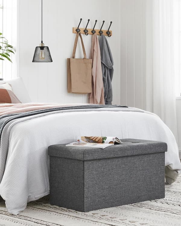 Valora mörkgrå förvaringspuffbänk med fällbar sits