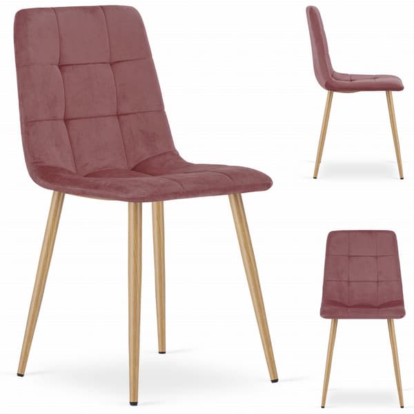 Valora PYRA Stol Rosa Sammet Träben Modern Design x2