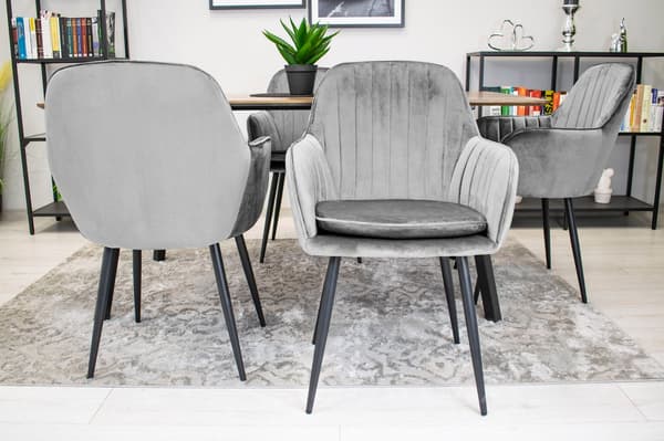 Valora LUGO Stol Silvergrå Sammet Modern Design för Vardagsrum