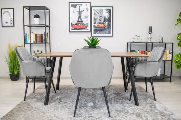 Valora LUGO Stol Silvergrå Sammet Modern Design för Vardagsrum