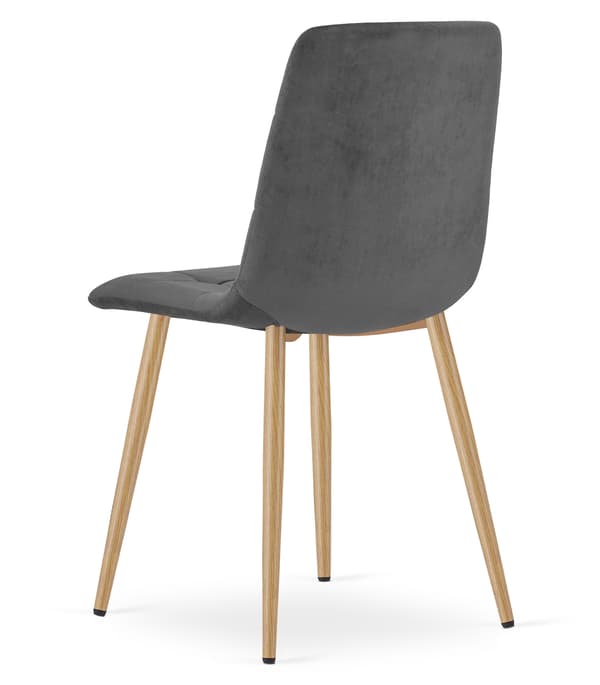 VALORA PYRA Stol Modern mörkgrå sammet / träfärgade ben x 2