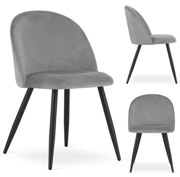 Valora BELLO Stol Ljusgrå Sammet Modern Design x4