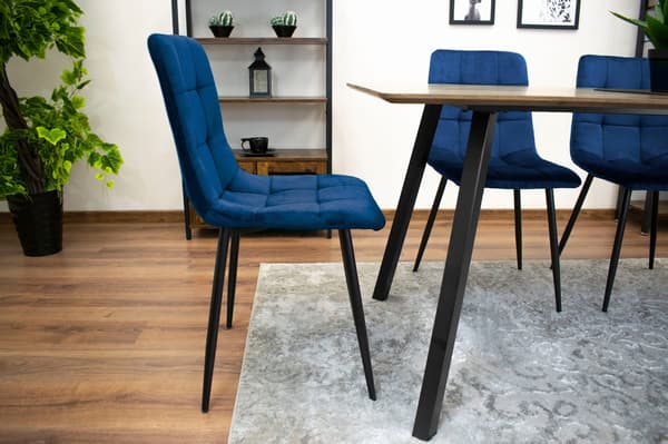 VALORA PYRA Stol - Modern marinblå sammet ergonomisk design x 3
