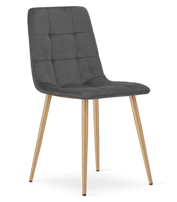 VALORA PYRA Stol Modern mörkgrå sammet / träfärgade ben x 2