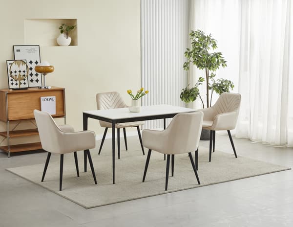 VALORA WAAV Stol - Elegant Beige Sammet för Vardagsrum x 2