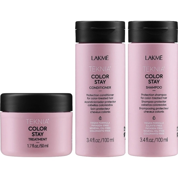 Lakme Teknia Color Stay Resepaket: Schampo, Balsam, Behandling 100 ml + 100 ml + 50 ml