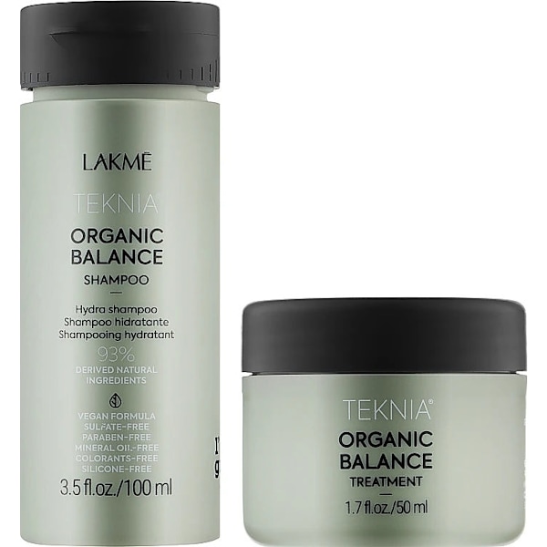 Lakme Teknia travel pack Organic Balance: Schampo + Behandling 100 ml + 100 ml