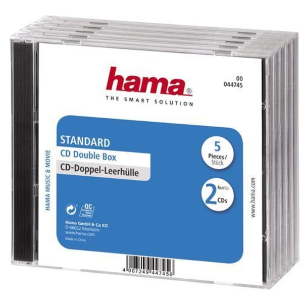 Hama CD Dobbelt Jewel Case Standard, Pakke 5 diske Gennemsigtig 9db8 |