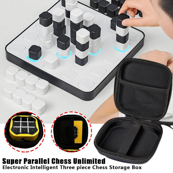 För Giiker Tic Tac Toe Bolt Spel 3-i-1 Handhållet Pussel Väska Förvaringsspel D8l6