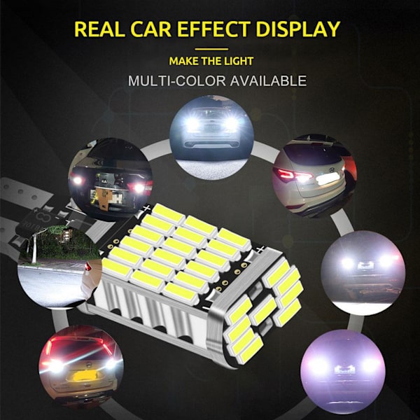 Bil Signallampa T15 W16w Led Lampa T10 W5w 4014 Led Back Reverse Parkeringslampor Vit Blå Röd D6o6 Red One size