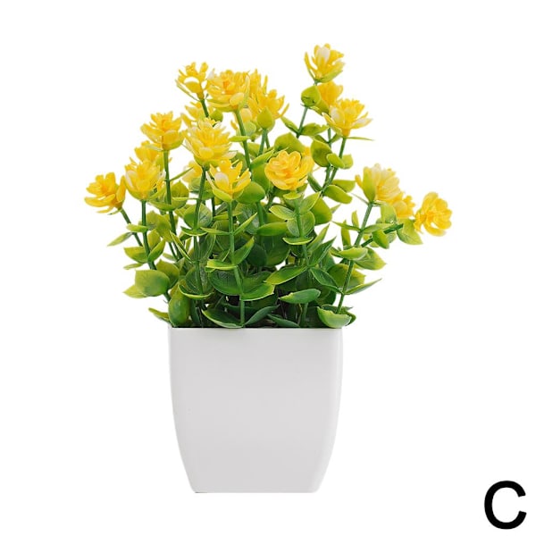 Konstgjorda blommor Fembladiga plommon Små krukväxter Kan Pla Yellow White basin