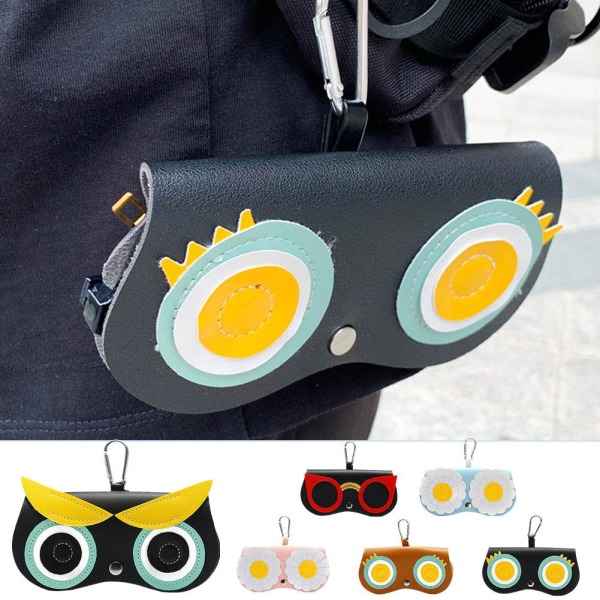 INS Cartoon Kvinnor Portable Sun Eye Glasses Box PU Läder Eyewea black cat eye one-size