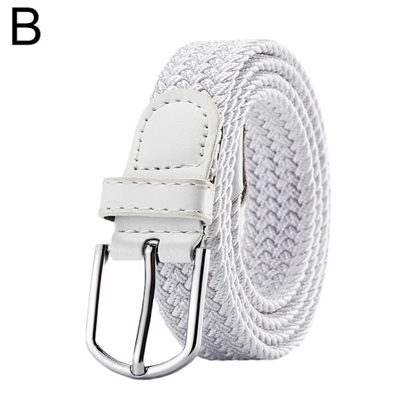 Vävt elastiskt stretchbälte i canvas för män och kvinnor, utan hål V9k1 White One size