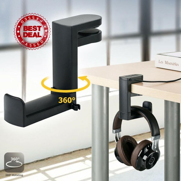 360° Roterande Hörlursställ Skrivbord Headset Hållare Gaming Headset Skrivbords Hängare Krok För Y1H2