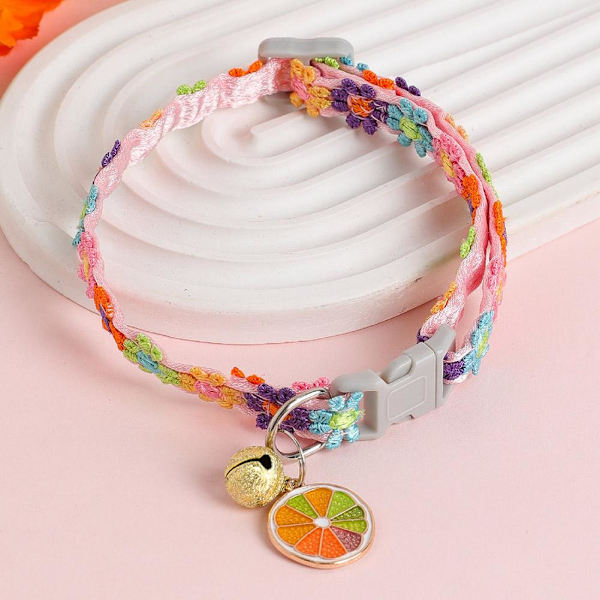 Färgglatt Spets Blomma Halsband för Kattunge Katt Bell Halsband Dekorativt Hundhalsband Hot blue-pink One size