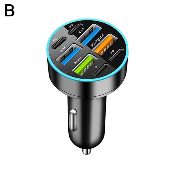 66W Billaddare 4 USB Typ C Snabbladdning Biltelefonadapter Med Digital D I9I8 2PD 4USB onesize