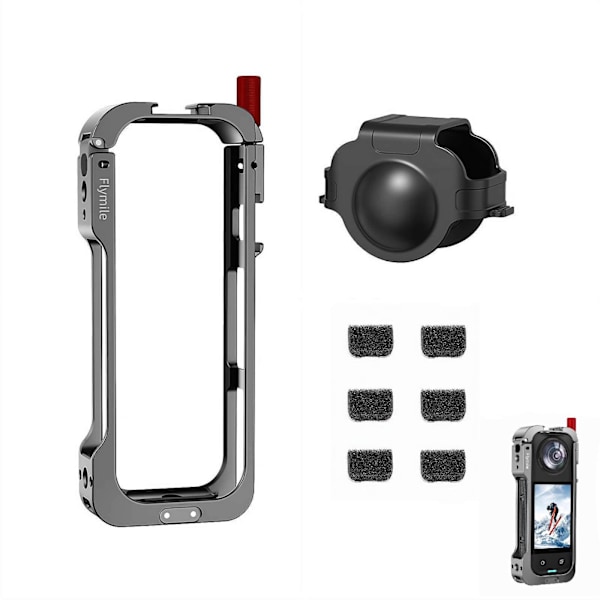 Skyddsbur för Insta-360 X5, Metallram Expansionsadapterfäste med linsskydd och 6 st Mikrofonskydd, Blixtsko, 1/4 skruv