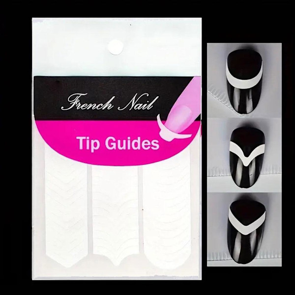 Fransk Manikyr Nagelguider \"Böjda\" Halvmåne Stilar Tips Stickers Schablon T εы