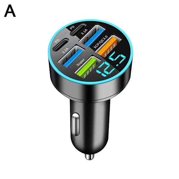 66W Billaddare 4 USB Typ C Snabbladdning Biltelefonadapter Med Digital D I9I8 2PD 4USB onesize