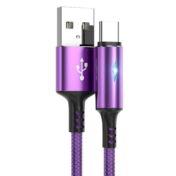 Type C-kabel Snabbladdningssladd Nylonflätad Laddare Usb-kabel h t υ◆ <~ I C3V3 red 1.2m