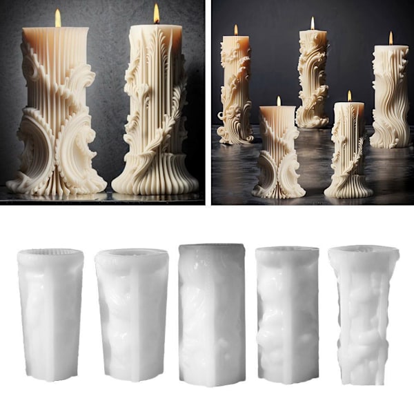 Europeisk Cylinder Silikonform DIY Minimalistisk Pelare Present Ljusform`-
