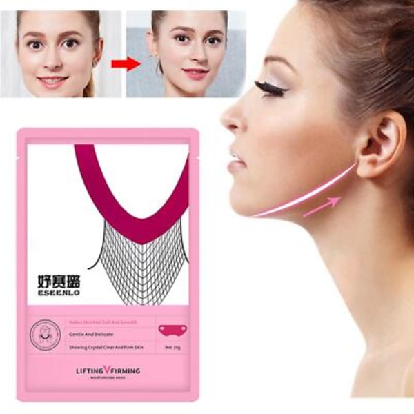 1/5X V Line Ansiktslyftmask Dubbelhakreducerare V Form Slimming UK pinkA 10g 5pcs