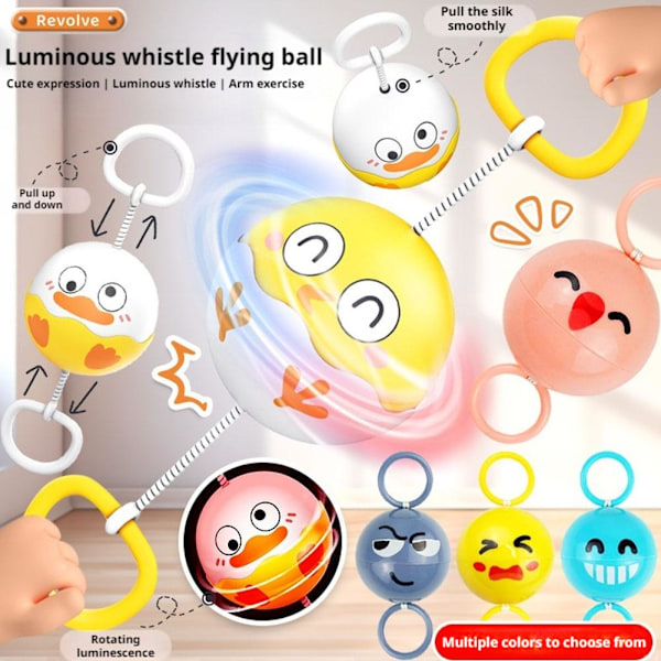 Roterande Lysande Visselpipa Flygande Boll Leksak Dragande Svänghjul Blixt Barn Visselpipa Boll duckling 1pcs