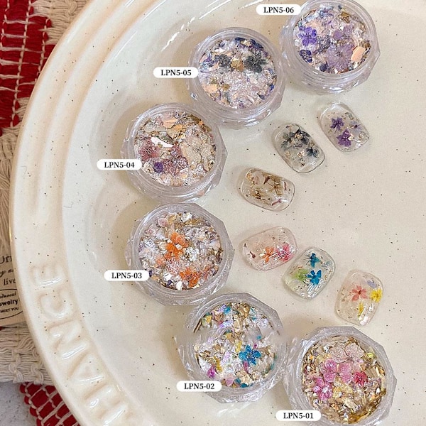 Nagelkonst Tillbehör Netto Röd Sommar Färg Blommor Opal Konst Material Nagel Tillbehör Pulver L9j1 LP-345 1pcs