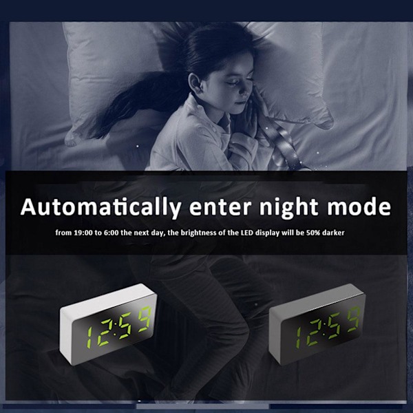 Liten Mini Digital Väckarklocka för Resor med LED-Tids- eller Temperaturvisning, Snooze, Justerbar Ljusstyrka, Enkel Användning - NY Red One size