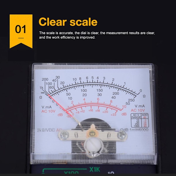 MF-110A AC/DC Analog Multimeter, 1000V Voltmeter, OHM-mätare, Amperemeter med testkablar, Kompakt digital spänningstestare, Batteri ingår för E