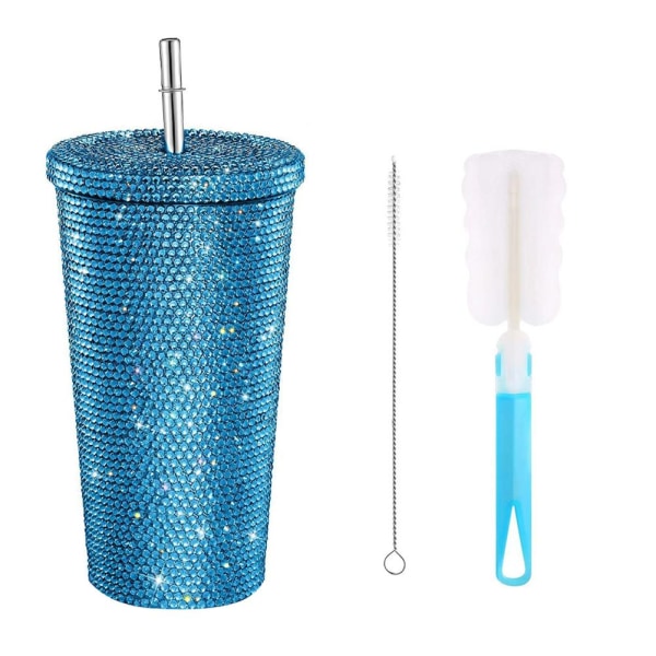 750 ml Blinkande diamant-halmkopp Dubbade Bling-diamanttumlare med purple 750ml