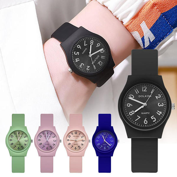 Silikon Gummi Jelly Färger Armbandsur Regnbågs Klocka Barn Nya E7 Black One size