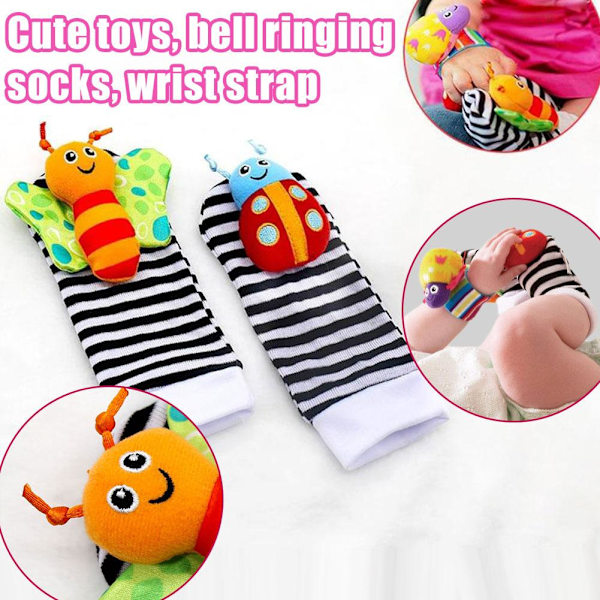 Baby Skallror Leksaker Bitringar Tidig Utveckling Lärleksak Nyfödd Leksak Baby Pojke Flicka V9r8 multicolorB 4pcs