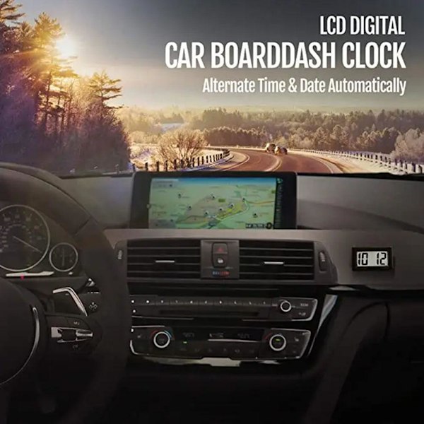 Digital bilklocka för instrumentbräda - Liten LED-klocka självhäftande mini-klocka för fordon Black One size