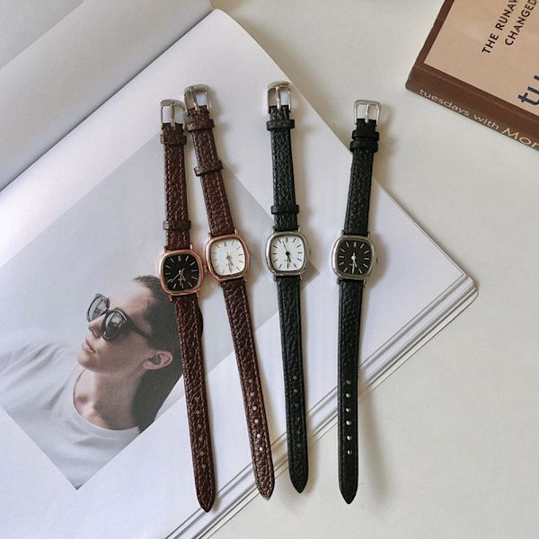 Herr Mode Casual Lyx Läderrem Kvarts Business G3C5 Armbandsur S1F2 Gold White One size