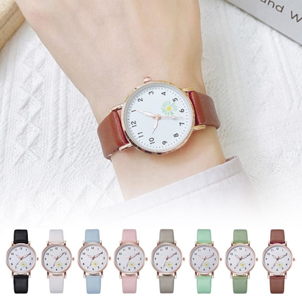 Lysande Klocka Nattlysande Kvinnor Söt Läder Enkla Klockor Liten Urtavla Quartz J4O3 White One size