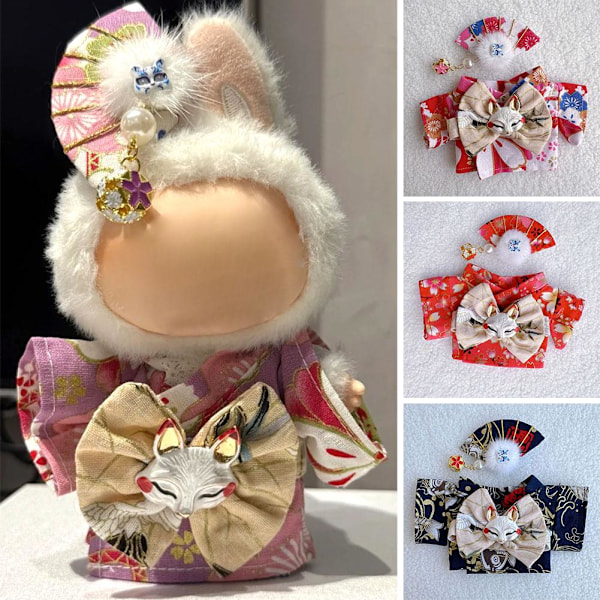 Labubu 17cm V1 Plyschdocka Waifu Sitt Sitt Party Obi Kimono Kläder Docka Q1k9 Red only clothes no doll