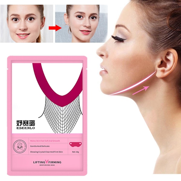 1/5X V Line Ansiktslyftmask Dubbelhakreducerare V Form Slimming UK pinkA 10g 5pcs