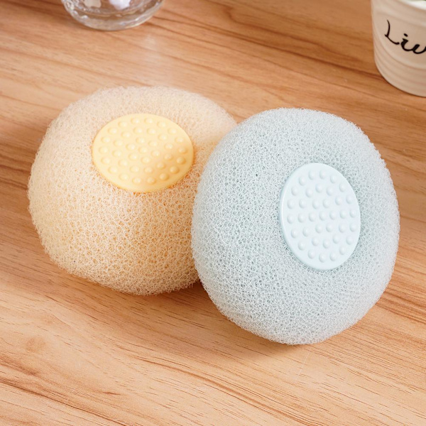 Badhandduk Skrubb Bad Massage Duschboll med Sugpropp Gnugga Bad Skrubb Torka Lera I6N3 Borste Rygg Svamp Exfolierare Violet 1pcs